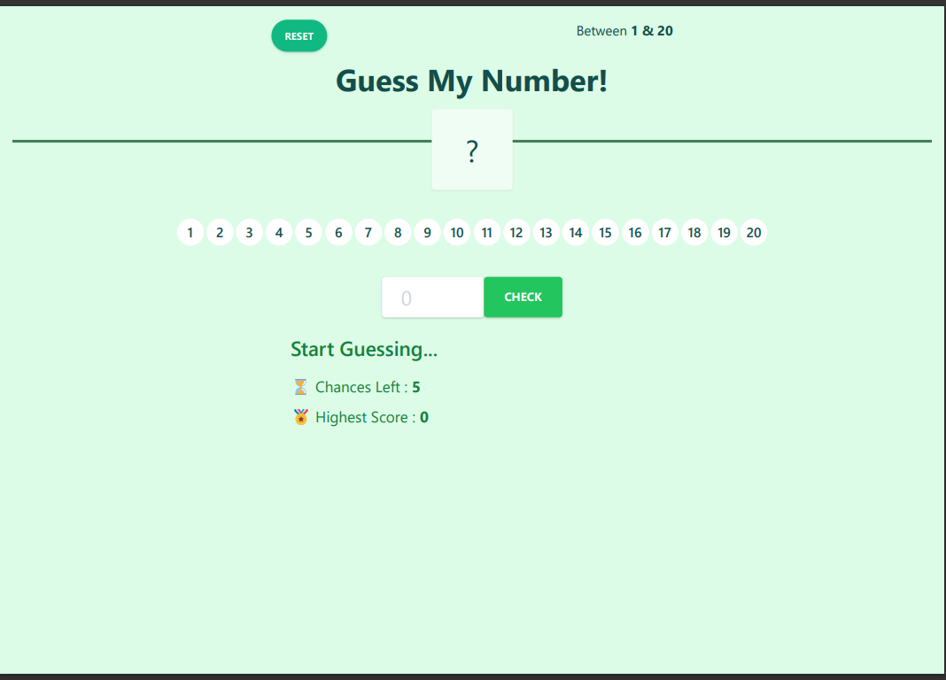 gussing the number game